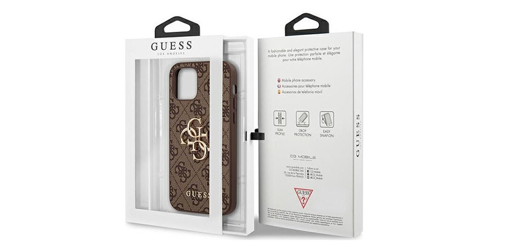 Чехол-накладка-Guess-Big-metal-logo-для-iPhone 12 Pro силикон коричневый